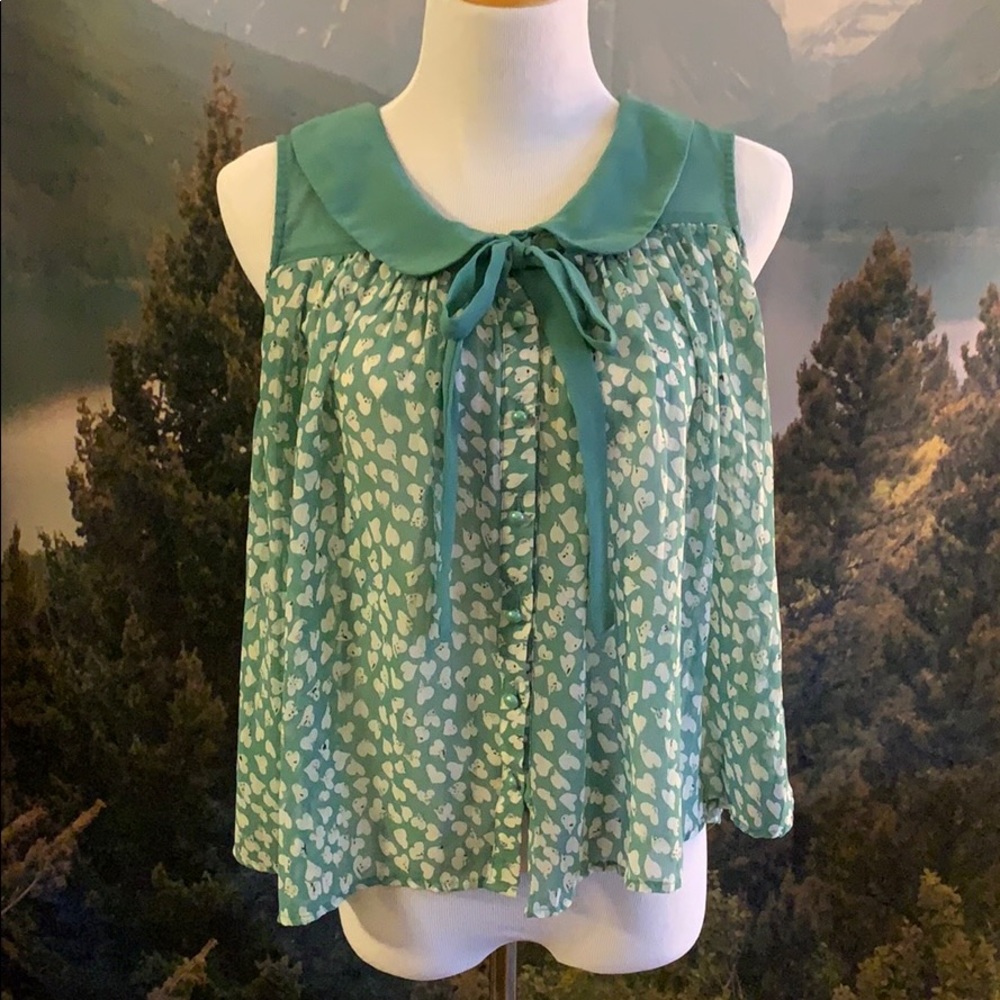 Peter Pan collar tie front blouse